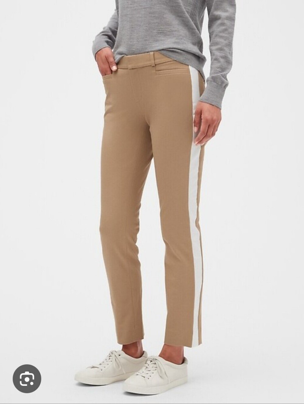 Banana Republic Brown Sloan Side White Color Block Bi- Stretch Pants Sz 4